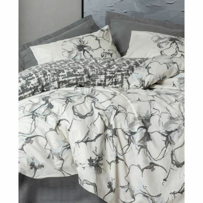 Aucune Juego de cama Antracita - 1 funda nórdica 220x240 cm + 2 fundas de almohada 60x60 cm - 100% algodón