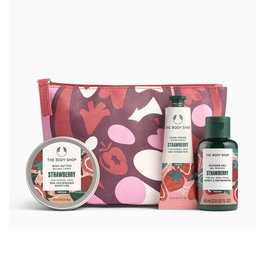 The Body Shop Mini Strawberry Estuche 4 piezas Set Nourish & Flourish Gel de Ducha Crema Corporal y Bálsamo de Manos