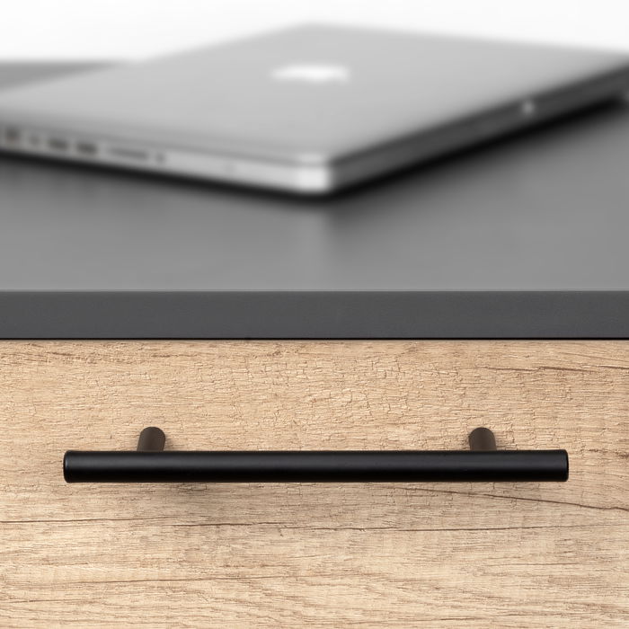 Emuca Lote de 10 tiradores para mueble Orlando, L210mm, intereje 160mm, Acero, Pintado negro