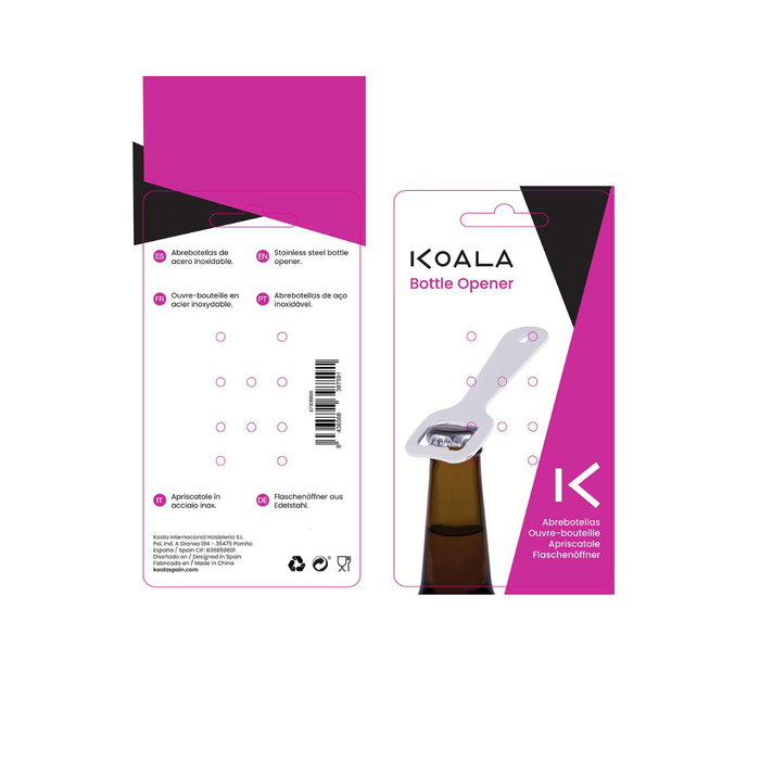 Abridor Acero Inox Basic Koala 10,6x4,1x0,2 cm (12 Unidades)