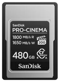 SanDisk PRO-CINEMA CFexpress Type A Card 480GB 1800MB/s Lectura 1650MB/s Escritura Tarjeta de Memoria