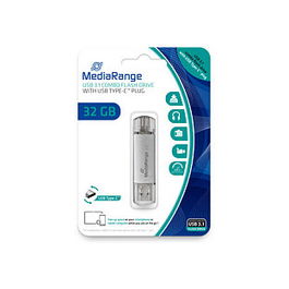 MediaRange MR936 Memoria USB 32 GB USB 3.1 Type-A / Type-C Plata
