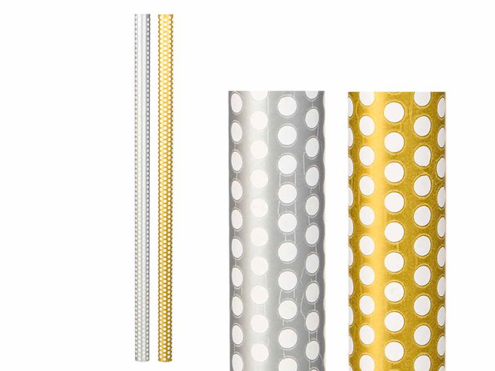 Arte Regal Rollo Papel Regalo 70x200 cm Lunares Diseño Oro y Plata Metalizado 60 g/m2 (Set de 50)