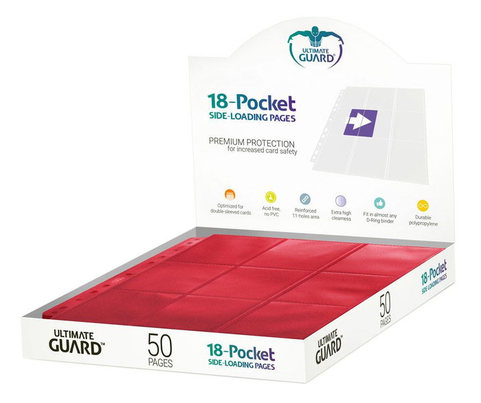 Ultimate Guard 18-Pocket Pages Side-Loading (50) - Red Ultimate Guard 18-Pocket Pages Side-Loading (50) - Red