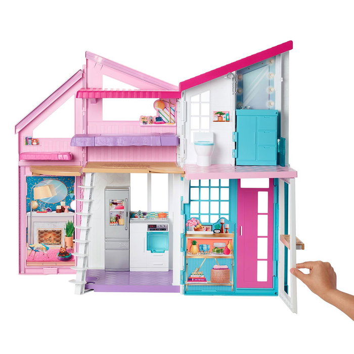 Barbie FXG57 Casa de Muñecas Malibú Transformable, Plegable, 2 Plantas, 6 Habitaciones y Más de 25 Accesorios