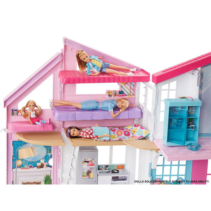Barbie FXG57 Casa de Muñecas Malibú Transformable, Plegable, 2 Plantas, 6 Habitaciones y Más de 25 Accesorios