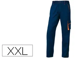 Deltaplus Pantalón de trabajo Panostyle Cintura Ajustable, 5 Bolsillos, Color Azul/Naranja, Talla XXL
