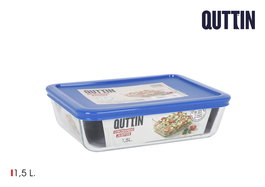 Inde Fuente Rectangular con Tapa Quttin - 22 x 17 x 6 cm - Capacidad 1.5 Litros para Hornear y Servir (4 Unidades)