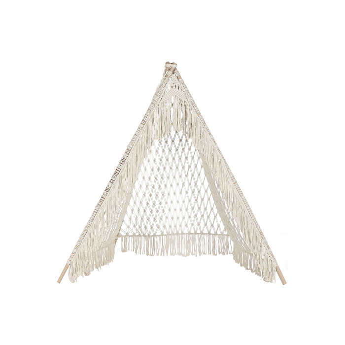 DKD Home Decor Tipi de Algodón y Mango con Macramé, Crudo