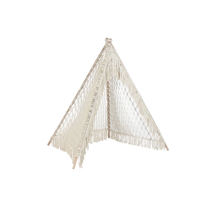 DKD Home Decor Tipi de Algodón y Mango con Macramé, Crudo