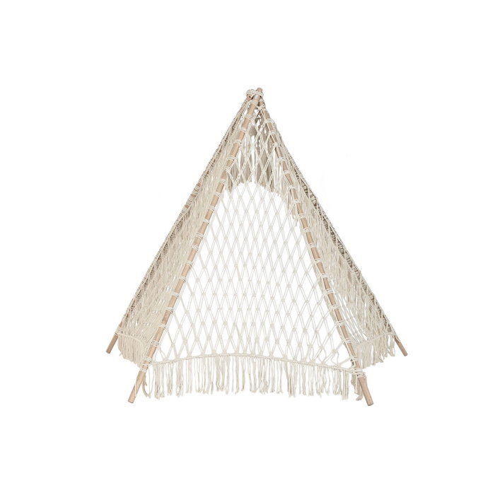 DKD Home Decor Tipi de Algodón y Mango con Macramé, Crudo