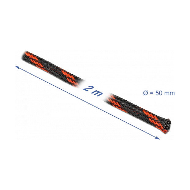 DeLOCK Funda trenzada estirable 2 m x 50 mm negro-rojo DeLOCK Funda trenzada estirable 2 m x 50 mm negro-rojo