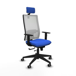 PIQUERAS Y CRESPO Silla de oficina Horna con mecanismo Sincro/Traslack, Azul y Blanco