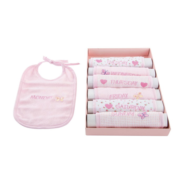DKD Home Decor Set de 7 Baberos de Algodón Inglés, Surtido de 4 DKD Home Decor Set de 7 Baberos de Algodón Inglés, Surtido de 4