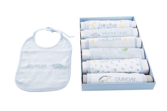 DKD Home Decor Babero Baby Azul Rosa 29 x 3 x 19 cm Set de 7 Algodón