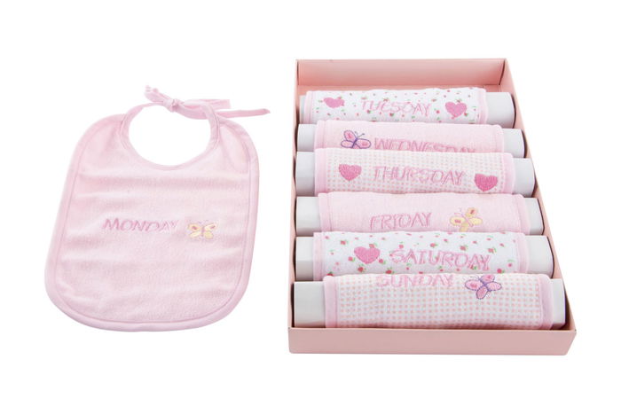 DKD Home Decor Babero Baby Azul Rosa 29 x 3 x 19 cm Set de 7 Algodón