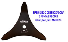 SIFER Disco Desbrozadora 3 Puntas Rectas 305x3,0x20,0x3T mm