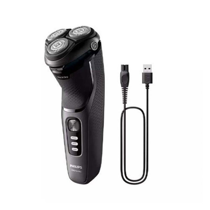 Philips S3343/13 - Afeitadora Eléctrica Serie 3000 Wet & Dry - Cabezal Flexible 5D, 27 Cuchillas Autoafilables, Piel Sensible, Carga Rápida, Recortador Integrado, Negro