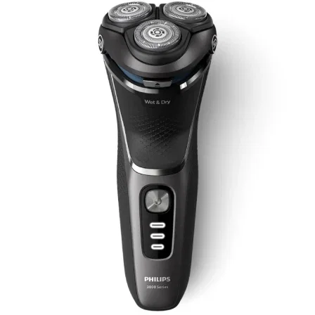 Philips S3343/13 Afeitadora Eléctrica Serie 3000 Wet & Dry con 27 Cuchillas PowerCut, Cabezales 5D Pivotantes y Batería para Afeitado en Seco y Húmedo