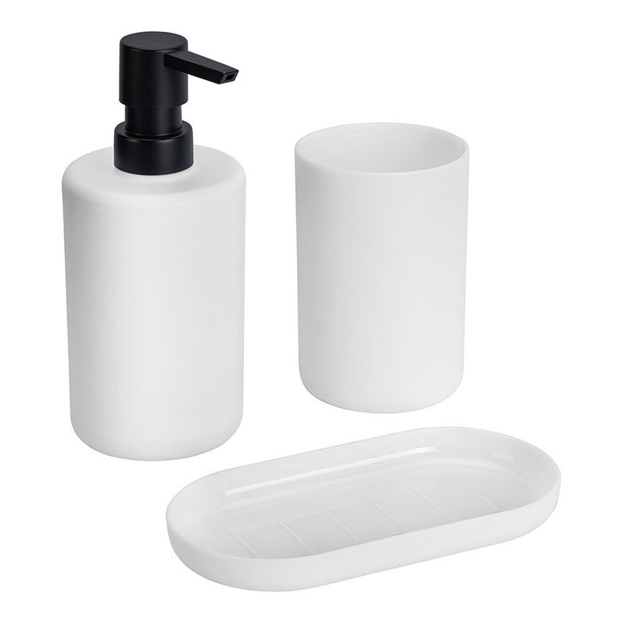 Allstar Set de Baño Fano Blanco - 3 Piezas: Vaso, Dispensador de Jabón y Jabonera de Plástico - Ref: Fano Allstar Set de Baño Fano Blanco - 3 Piezas: Vaso, Dispensador de Jabón y Jabonera de Plástico - Ref: Fano