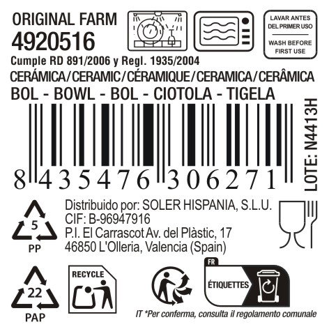 Inde Bol 500cc 13 cm, cerámica, ideal para cocina (18 Unidades)