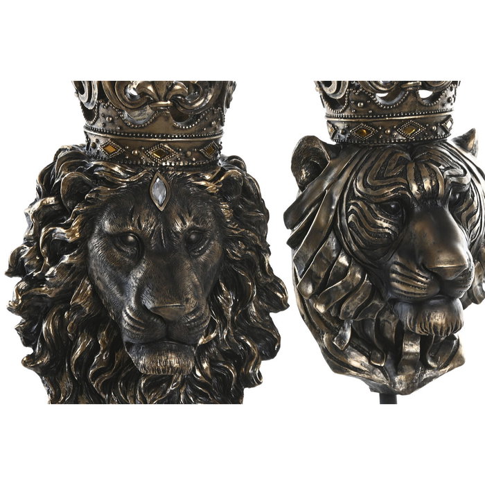 DKD Home Decor Figura de Resina León y Leona, Pack de 2