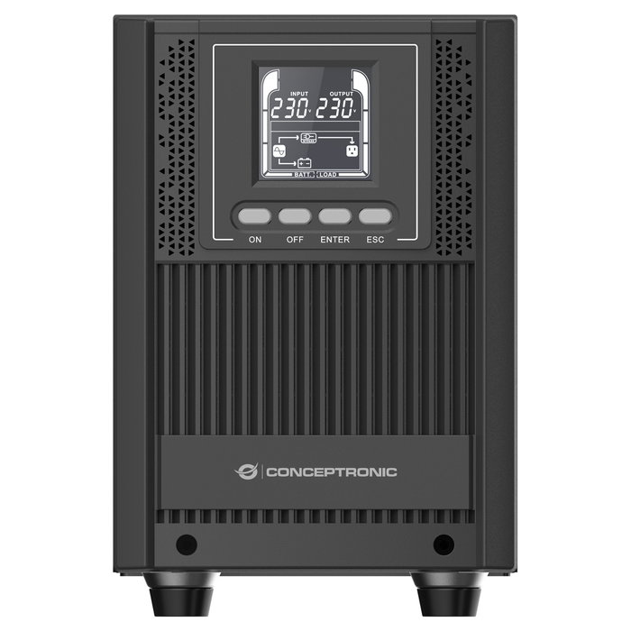 Conceptronic ZEUS52ES2K UPS de doble conversión en línea, 2 kVA, 1800 W, 4 salidas Schuko