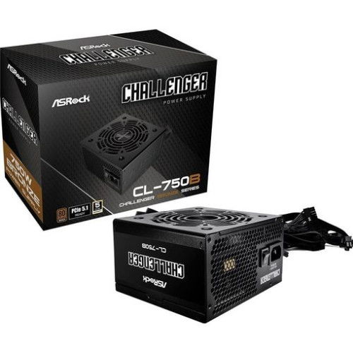 ASRock Fuente de Alimentación CL-750B 90-UXC075-BNEAAA 750W 80 PLUS Bronze ATX PFC Activo PCIe 5.1 12VHPWR SATA Negro