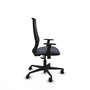 Silla de oficina Mardos con mecanismo Sincro tapizada con Tela color Gris oscuro y malla color Negro. Equipada con lumbar 1D, Brazos 1D y Ruedas 65mm nailon
