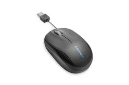 Kensington Pro Fit Ratón retráctil para portátiles, Ambidextro, Óptico, USB-A, 1000 DPI, Negro