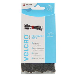 VELCRO ONE-WRAP Tiras de velcro reutilizables 12mm x 20cm Negro