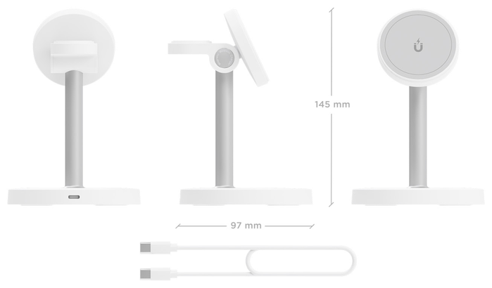 AISENS Cargador Inalámbrico 3 en 1 15W USB-C Blanco ASCH-15W3WC065-W