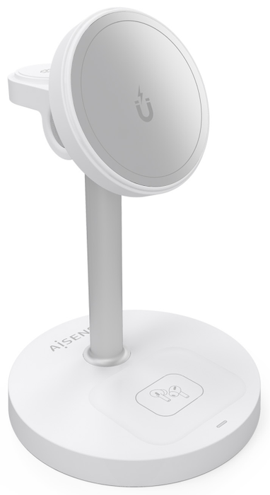 AISENS Cargador Inalámbrico 3 en 1 15W USB-C Blanco ASCH-15W3WC065-W