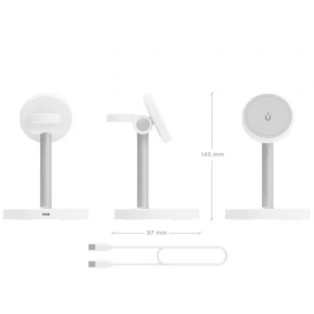 Aisens ASCH-15W3WC065-W Cargador Inalámbrico 3 en 1 15W para Móvil, Apple Watch, Auriculares, Blanco