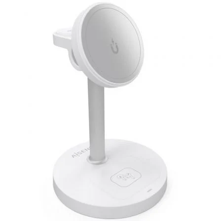 Aisens ASCH-15W3WC065-W Cargador Inalámbrico 3 en 1 15W para Móvil, Apple Watch, Auriculares, Blanco