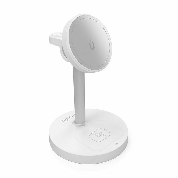 AISENS Cargador Inalámbrico 3 en 1 15W USB-C Blanco ASCH-15W3WC065-W