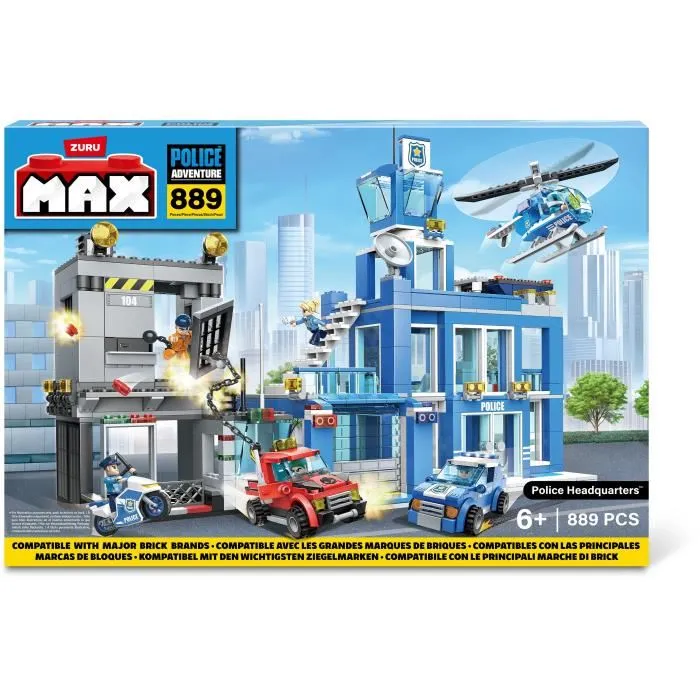 Zuru Max Build Construcción Estación de Bomberos y Estación de Policía con vehículos y accesorios