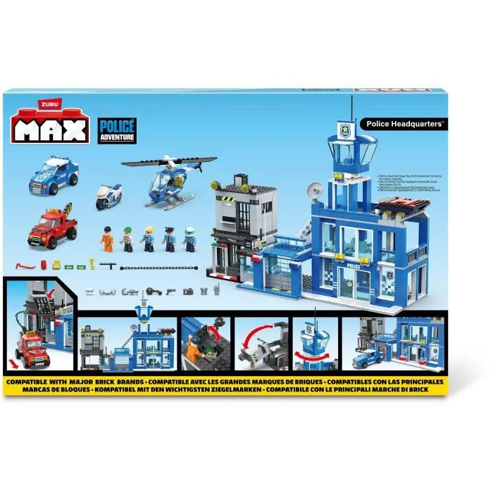 Zuru Max Build Construcción Estación de Bomberos y Estación de Policía con vehículos y accesorios