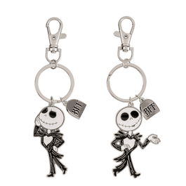Disney Set 2 Llaveros Jack Skellington Pesadilla Antes de Navidad Plateados BFF