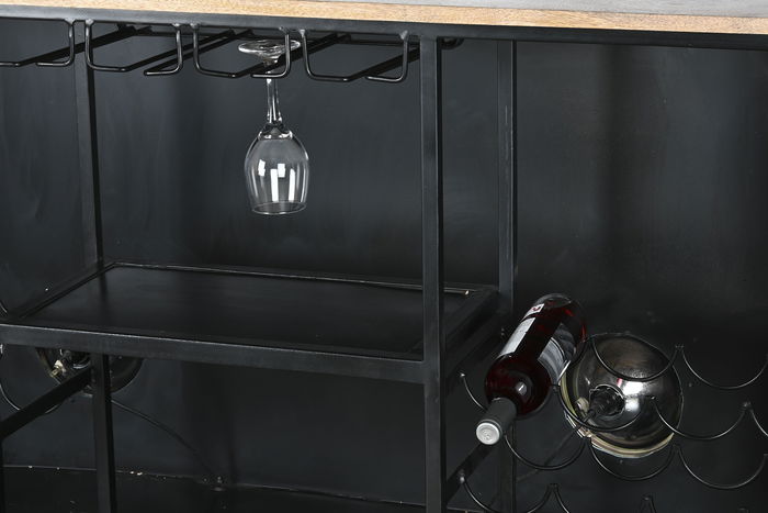 DKD Home Decor Mueble Bar Turquesa Blanco Hierro Mango Cristal 52 x 90 x 157 cm