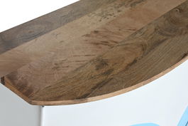 DKD Home Decor Mueble Bar Turquesa Blanco Hierro Mango Cristal 52 x 90 x 157 cm