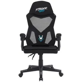 Woxter Silla Gaming Stinger Station Sense Negro, Respaldo Malla, Asiento Acolchado, Ergonómica, Altura y Reposabrazos Ajustables