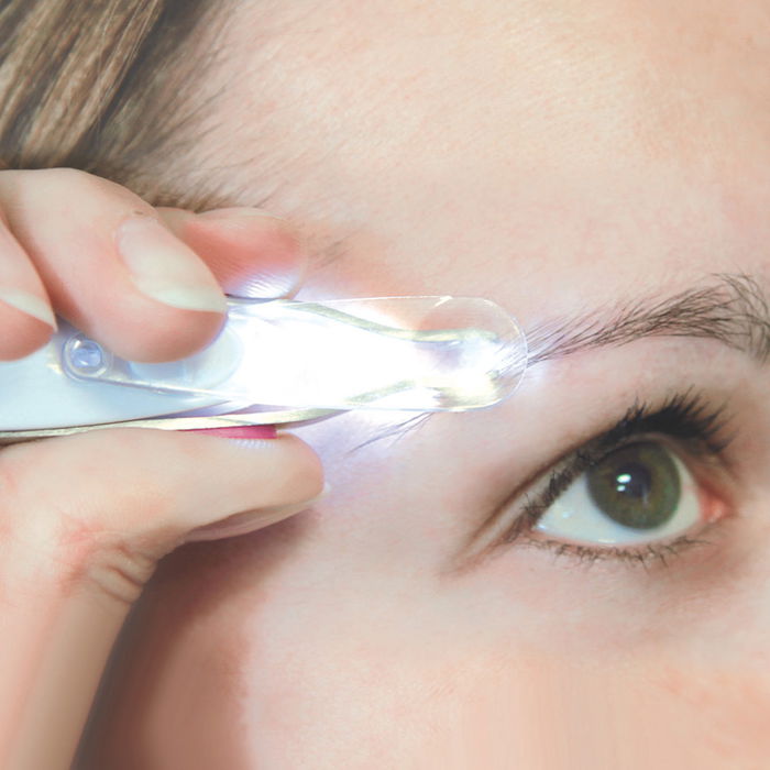 Cosmetic Club Pinzas Depilación con LED y Lupa x25 - Precisión Facial, Pilas Incluidas