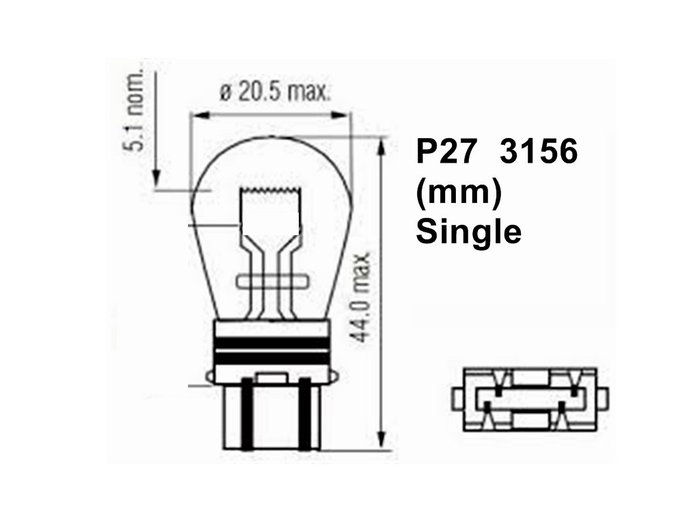 M-Tech 3156 PY27W 12V 27W Lámpara Bombilla Ámbar Pack 10 Unidades CZ35