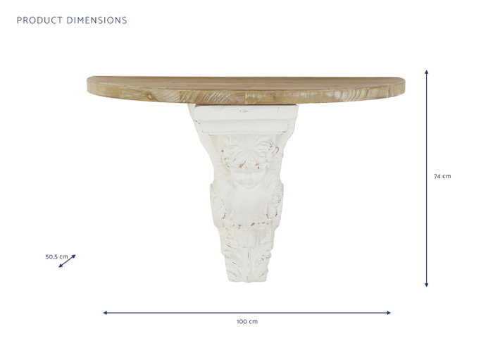 DKD Home Decor Consola Abeto Magnesia Angel Natural y Blanco DKD Home Decor Consola Abeto Magnesia Angel Natural y Blanco