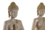 DKD Home Decor Set de 2 Figuras de Buda en Resina Crema y Dorado