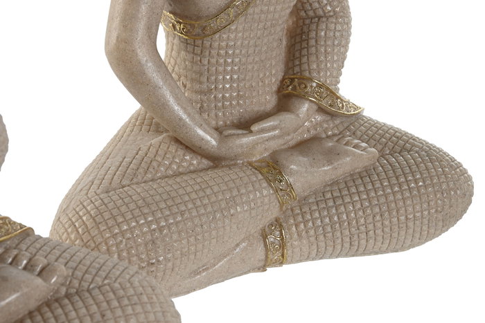 DKD Home Decor Set de 2 Figuras de Buda en Resina Crema y Dorado DKD Home Decor Set de 2 Figuras de Buda en Resina Crema y Dorado