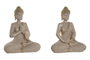 DKD Home Decor Set de 2 Figuras de Buda en Resina Crema y Dorado