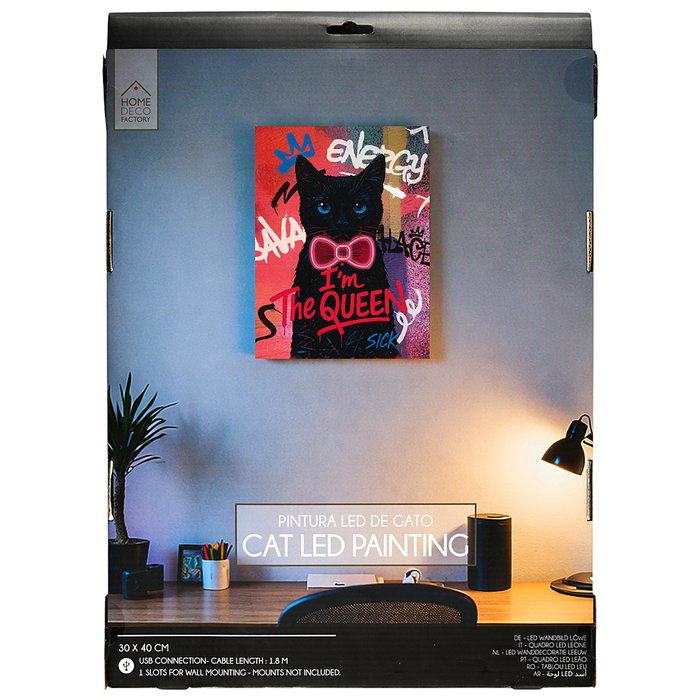 Home Deco Factory Cuadro Neón LED Gato 30x40 cm Home Deco Factory Cuadro Neón LED Gato 30x40 cm