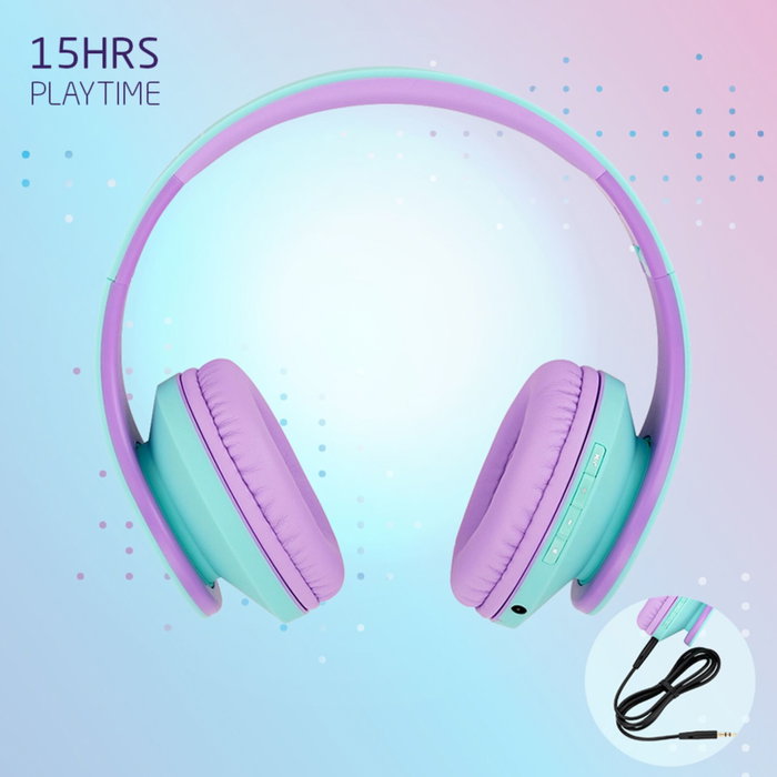 PowerLocus P2 Auriculares para Niños Turquesa/Morado